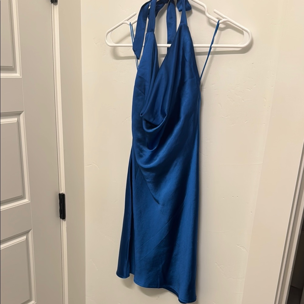 Showpo Blue Halter Slip Dress